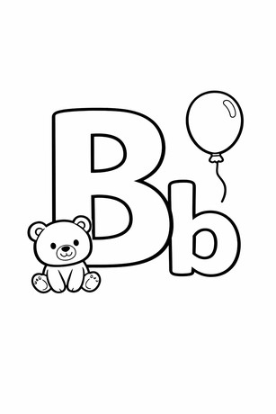 Letter B coloring page with tracing