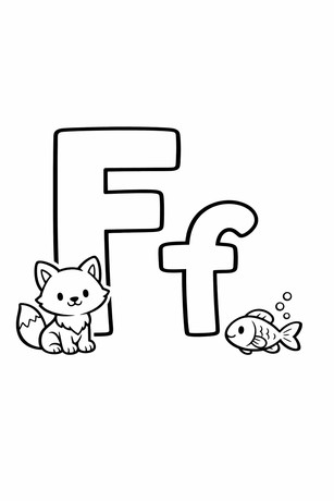 Letter F coloring sheet with tracing