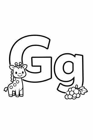 Letter G coloring page with tracing