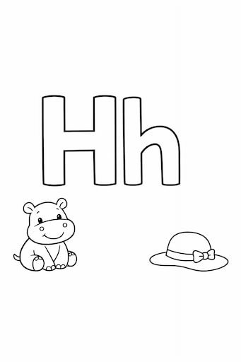 Letter H coloring page with tracing