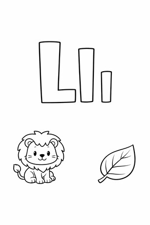 Letter L coloring sheet with tracing