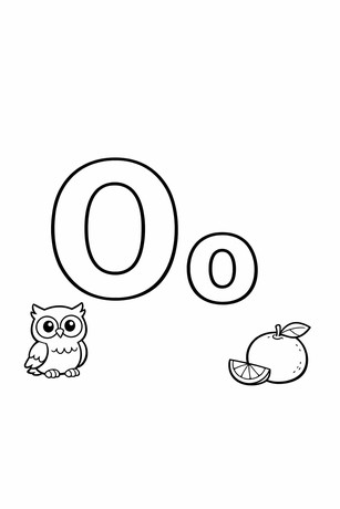 Letter O coloring sheet with tracing