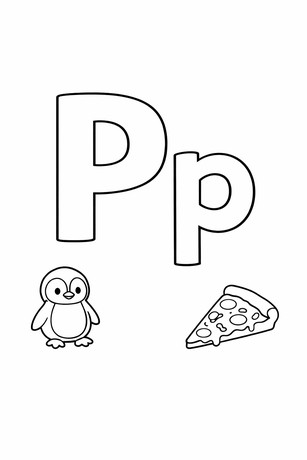Letter P coloring page with tracing