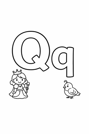 Letter Q coloring page with tracing