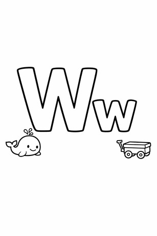 Letter W coloring page with tracing