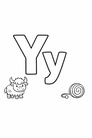 Letter Y coloring page with tracing