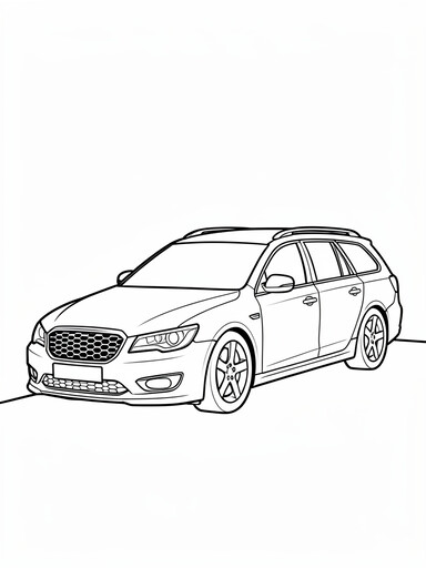 Audi RS6 coloring page showing a performance wagon with a honeycomb-mesh grille and a long sloped roofline