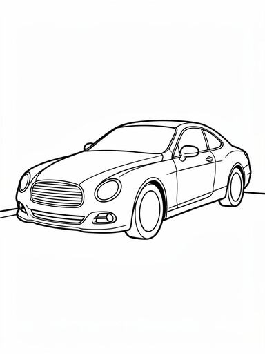 Bentley Continental coloring page showing a formal luxury coupe with a long hood