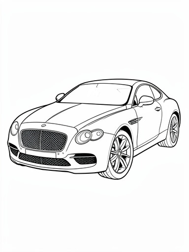 Bentley Continental GT grand tourer with oval mesh grille coloring page
