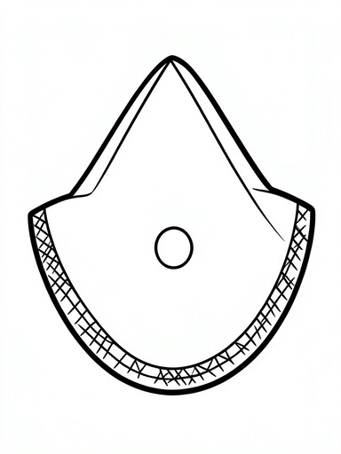 Cantaloupe coloring page showing a wedge slice with netted rind and a round seed cavity in the center PDF preview
