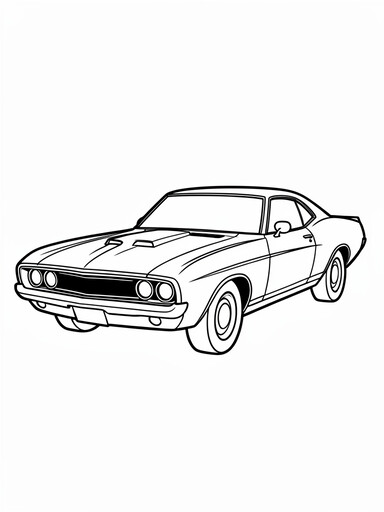 1969 Chevy Camaro coloring page showing a muscle coupe with round headlights in a chrome bumper