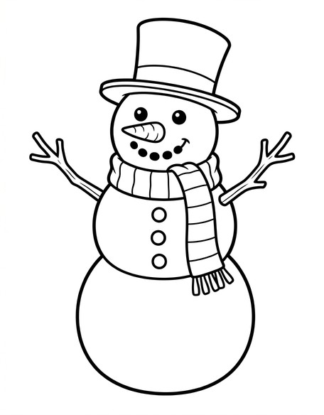 Christmas snowman coloring page PDF preview