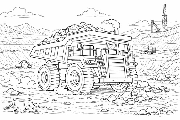 Dump truck construction vehicle coloring page