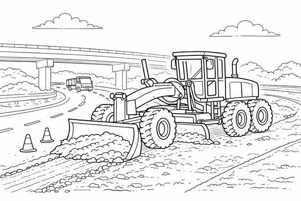 Road grader motor grader coloring page