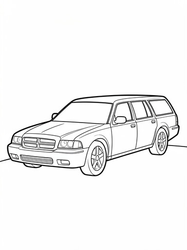 Dodge Magnum coloring page showing a boxy sport wagon with a flat roofline and crosshair grille