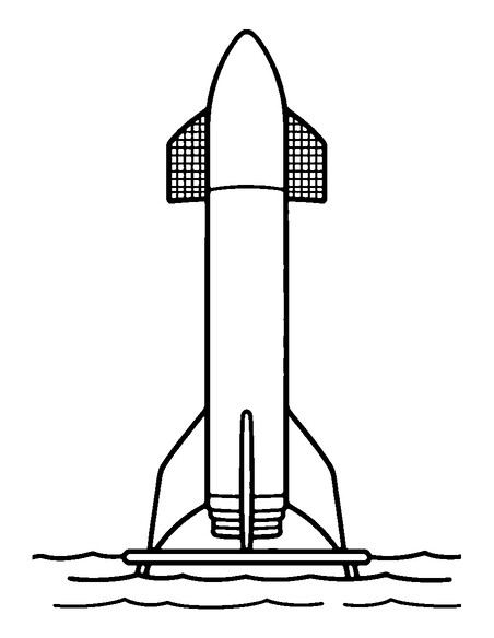 Falcon 9 booster landing on an ocean droneship coloring page