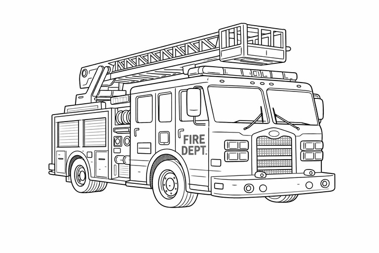 Red firetruck with ladder PDF preview