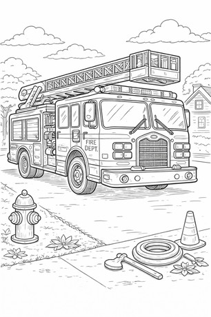 Firetruck in front of house