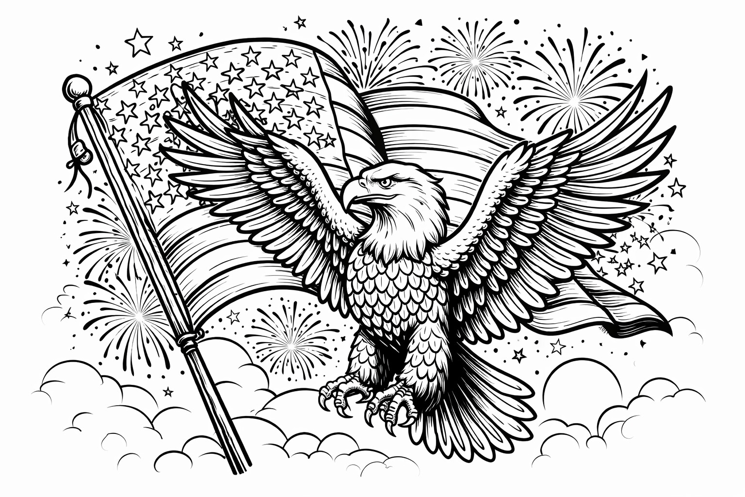 Independence Day bald eagle coloring page
