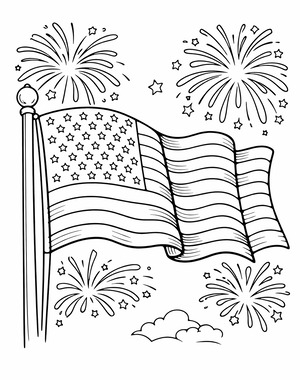 American flag with fireworks bursting overhead PDF preview