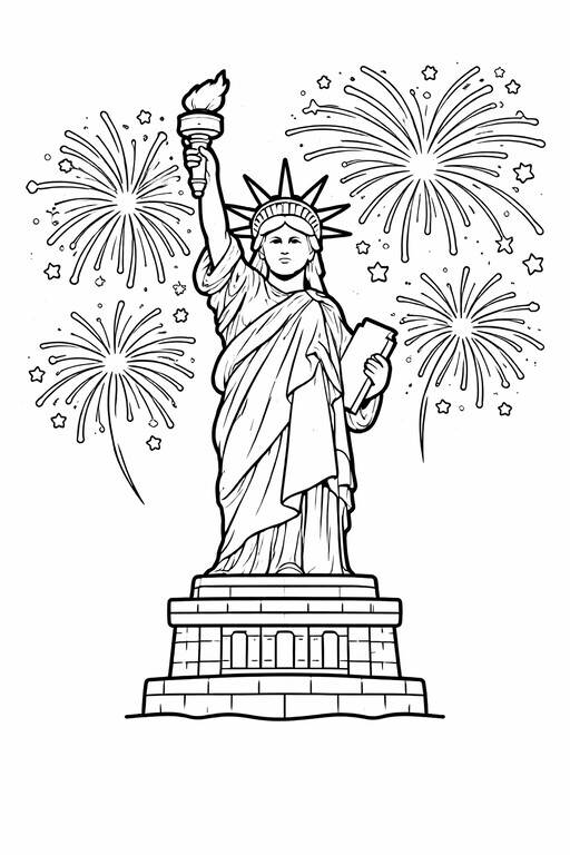 Statue of Liberty with fireworks PDF preview
