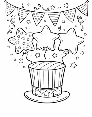 Uncle Sam top hat with balloons PDF preview