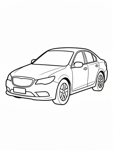 Infiniti Q50 coloring page showing a sleek sport sedan with a curved grille and sloped fastback roofline