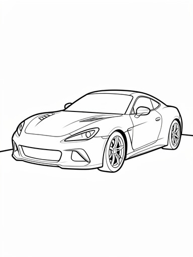 Jaguar F-Type coloring page showing a low sports coupe with a long hood and narrow headlights