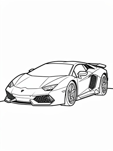 Lamborghini Huracan coloring page showing an angular supercar with hexagonal side vents