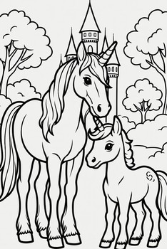 Mom and baby unicorns