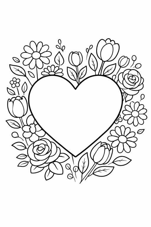Mother's Day heart with flowers PDF preview