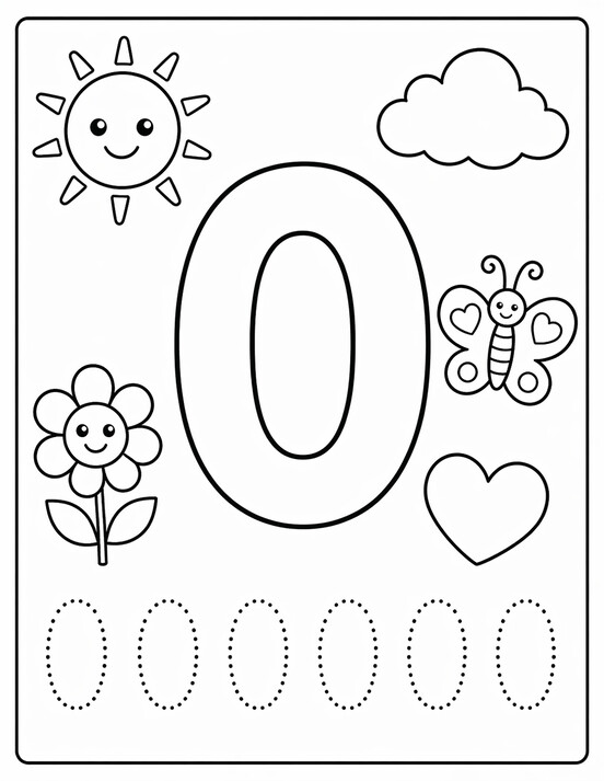 Numbers 0-9 coloring pages PDF preview