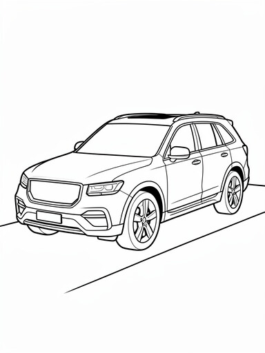 Range Rover coloring page showing a luxury SUV with a floating roofline and smooth flowing bodyside