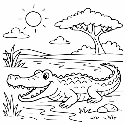 Crocodile coloring sheet