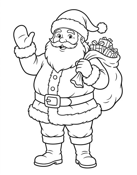 Full-body Santa Claus in red suit holding his sack of gifts PDF preview