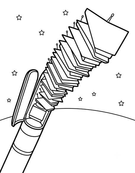 Starlink satellites spreading apart from a rocket coloring page